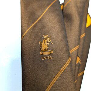 James Arnold Rare VTG Macclesfield Tie Cat & Fiddle Violin Brown Orange U.K.